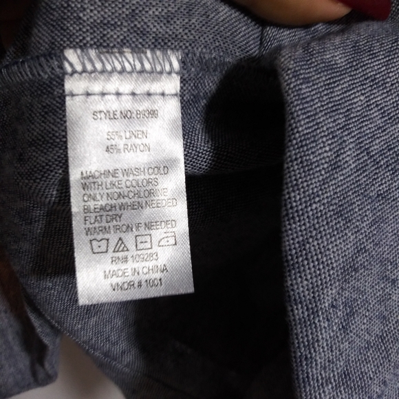 Juniper Blu Linen 2 Button Blue Blazer Jacket Pockets Sophisticated Size L - Picture 9 of 10